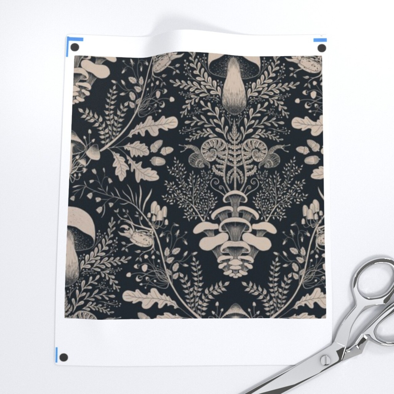 Mushroom Damask Floral Forest Snail Ferns Acorn Beetles Leaves Oak Porcini Outdoors Nature Custom Pre-pasted Wallpaper by Spoonflower Pre-Pasted Wallpaper 2FT Wide